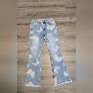 Women's Blue Butterfly Print Jeans